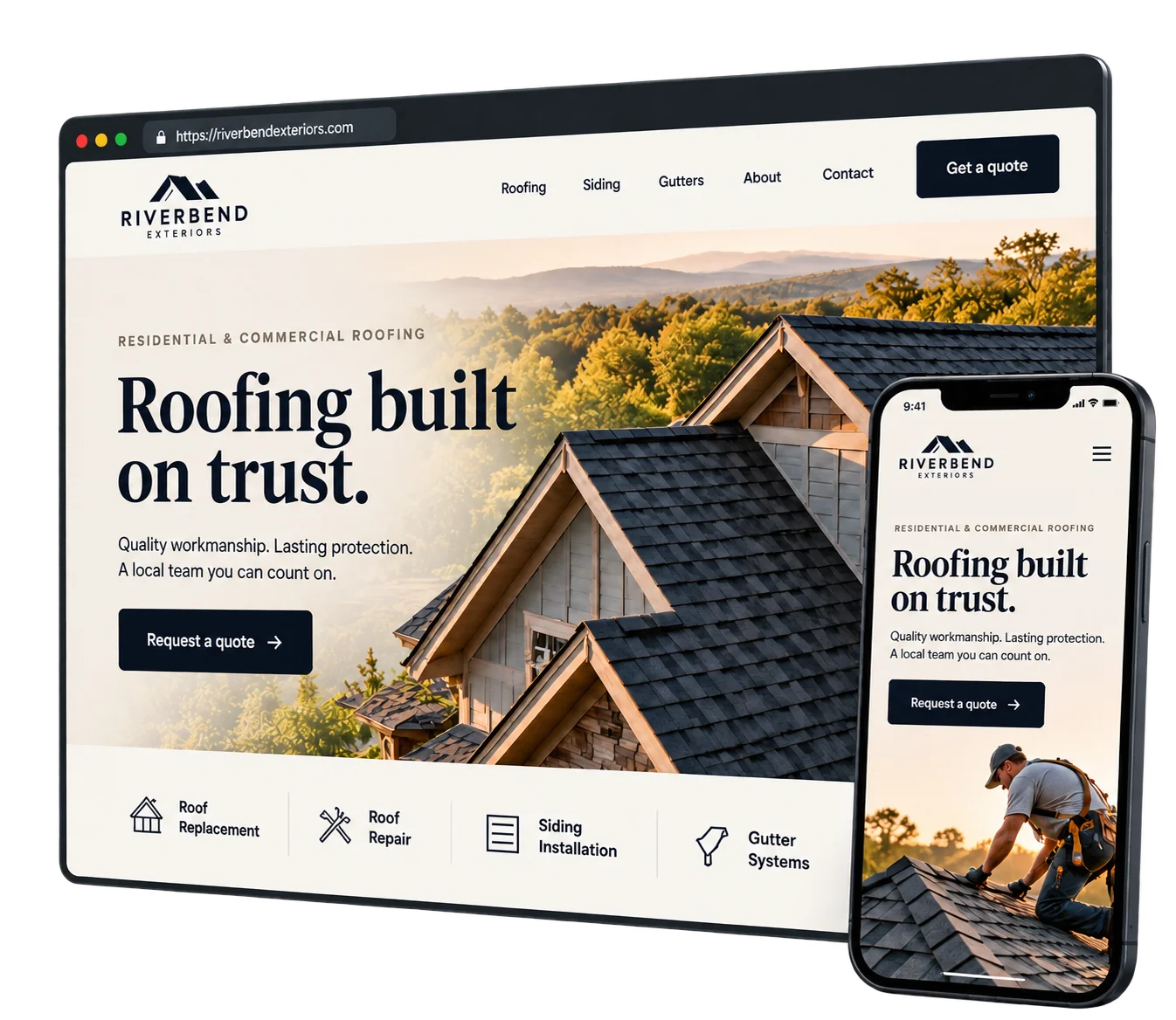Custom website design concept displayed on desktop and mobile